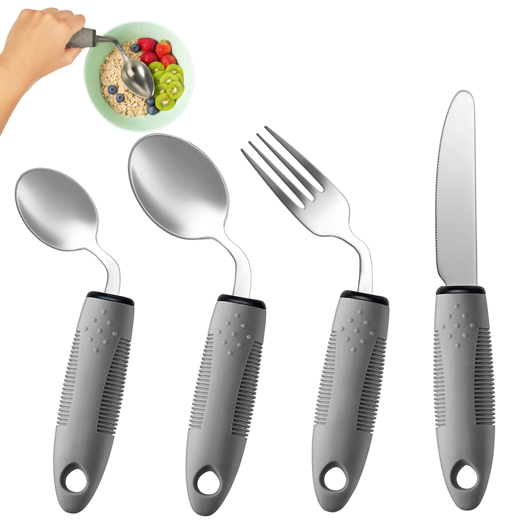 Adaptive Utensils Set - 42° Angled Silverware, 4-Piece