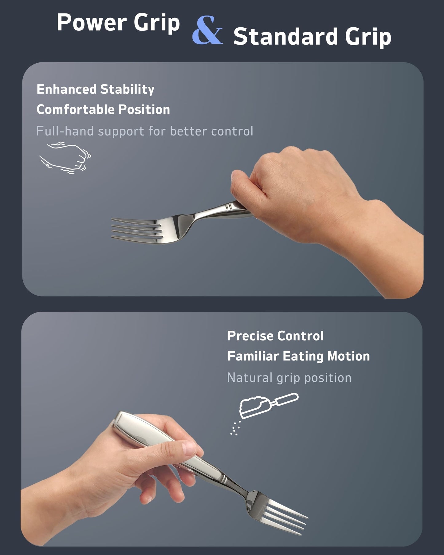 BaseSmall 7 oz Weighted Utensil Set – Stabilizing Cutlery for Hand Tremors & Arthritis