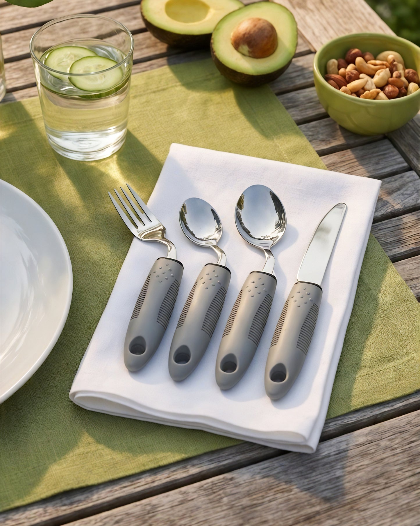 BaseSmall 42° Angled Utensil Set – Ergonomic Silverware for Tremors & Arthritis