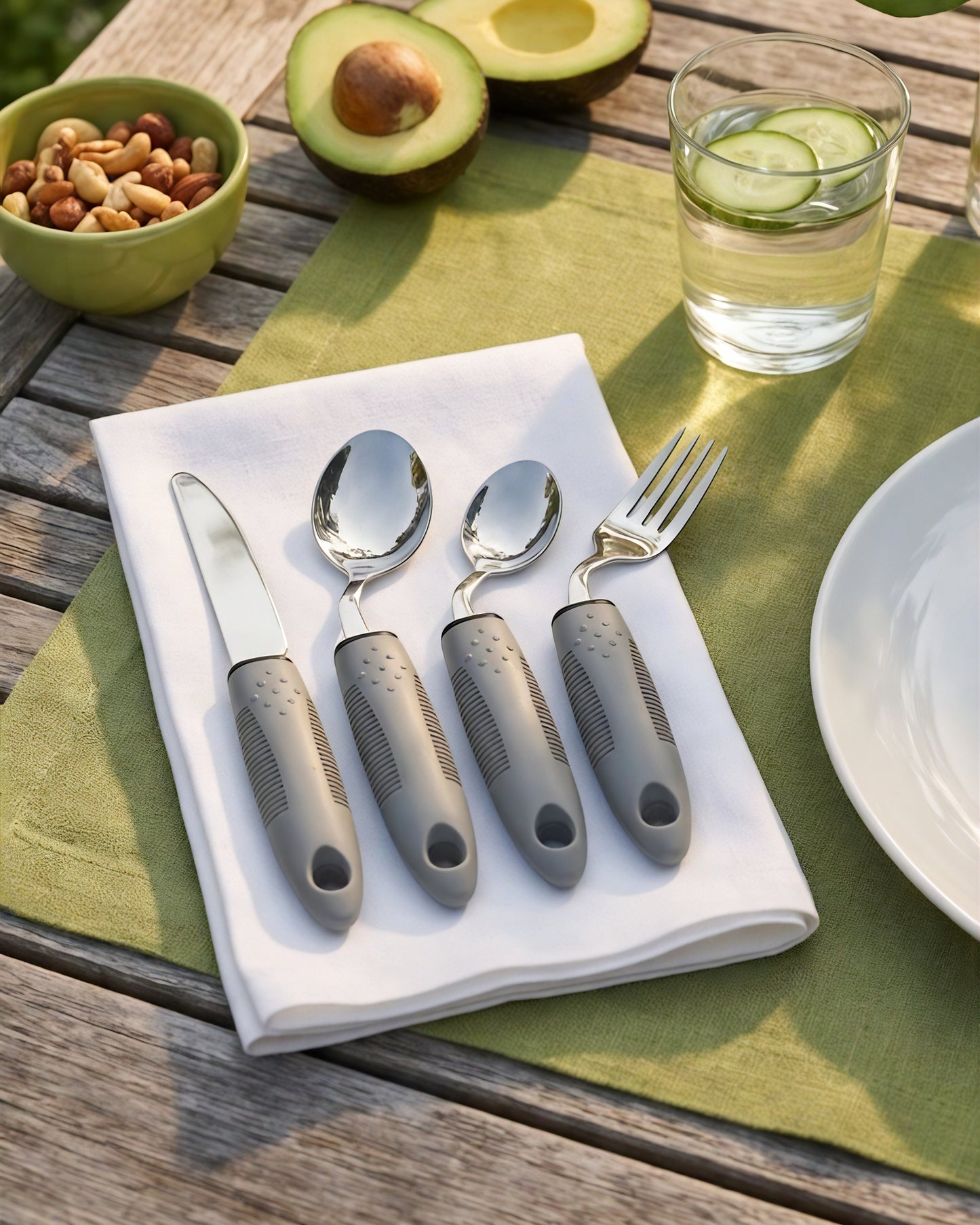 BaseSmall 42° Angled Utensil Set – Ergonomic Silverware for Tremors & Arthritis